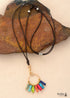 Boho Necklace, Red 7 Color Chakra Pendantn